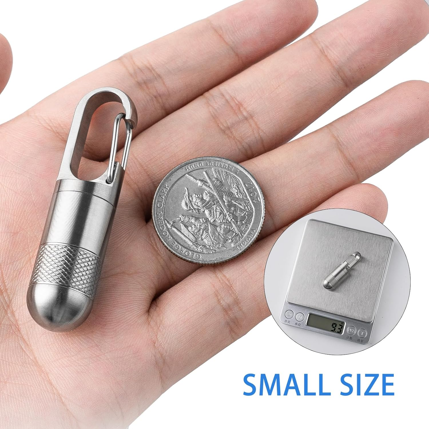 TISUR Small Titanium Pill Case, Keychain Pill Holder Travel Pill Box Container Multitool EDC Every Day Carry for Men (Gray Titanium Small - 1.06 Inch) image number 5