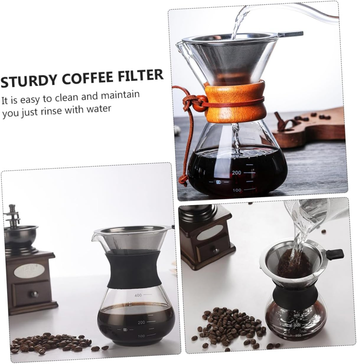 Toyvian Stainless Steel Coffee Filter Mesh Strainer, Rust-Proof Reusable Beverage Sifter with Handle, Multipurpose Paperless Coffee and Tea Funnel for Hand Drip Brewing Random Style image number 5