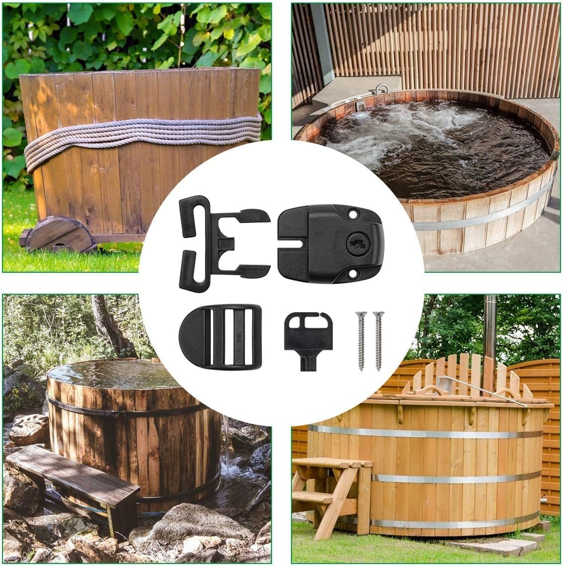 8 Pack Spa Tub Cover Clip Replace Latches Clip Lock Kit for Spa Hot Tub Cover, Spa Cover Clips Replacement with Keys and Slide Buckle, Black image number 3