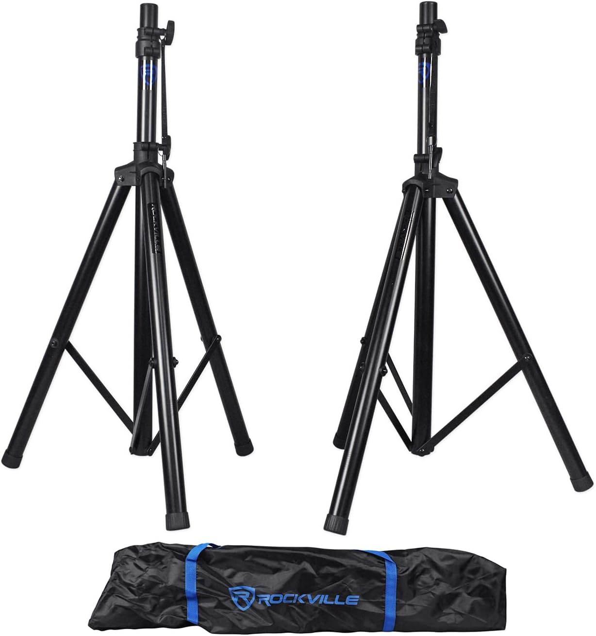 Pair Rockville RVES1 Adjustable Tripod DJ PA Speaker Stands+Carry Bag/Universal image number 2