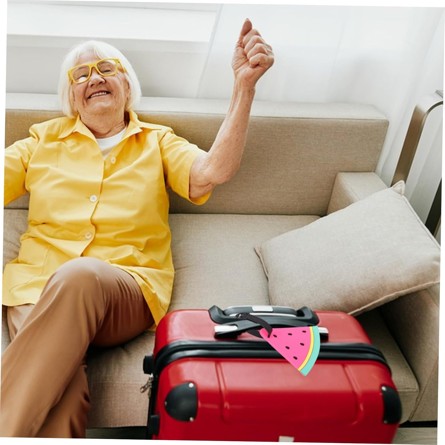 HORIALENCE Watermelon Slice Luggage Tags PVC Travel Labels Cute Summer Baggage Tags for Suitcases Women Boys and Girls Beach Holiday Id Labels image number 6