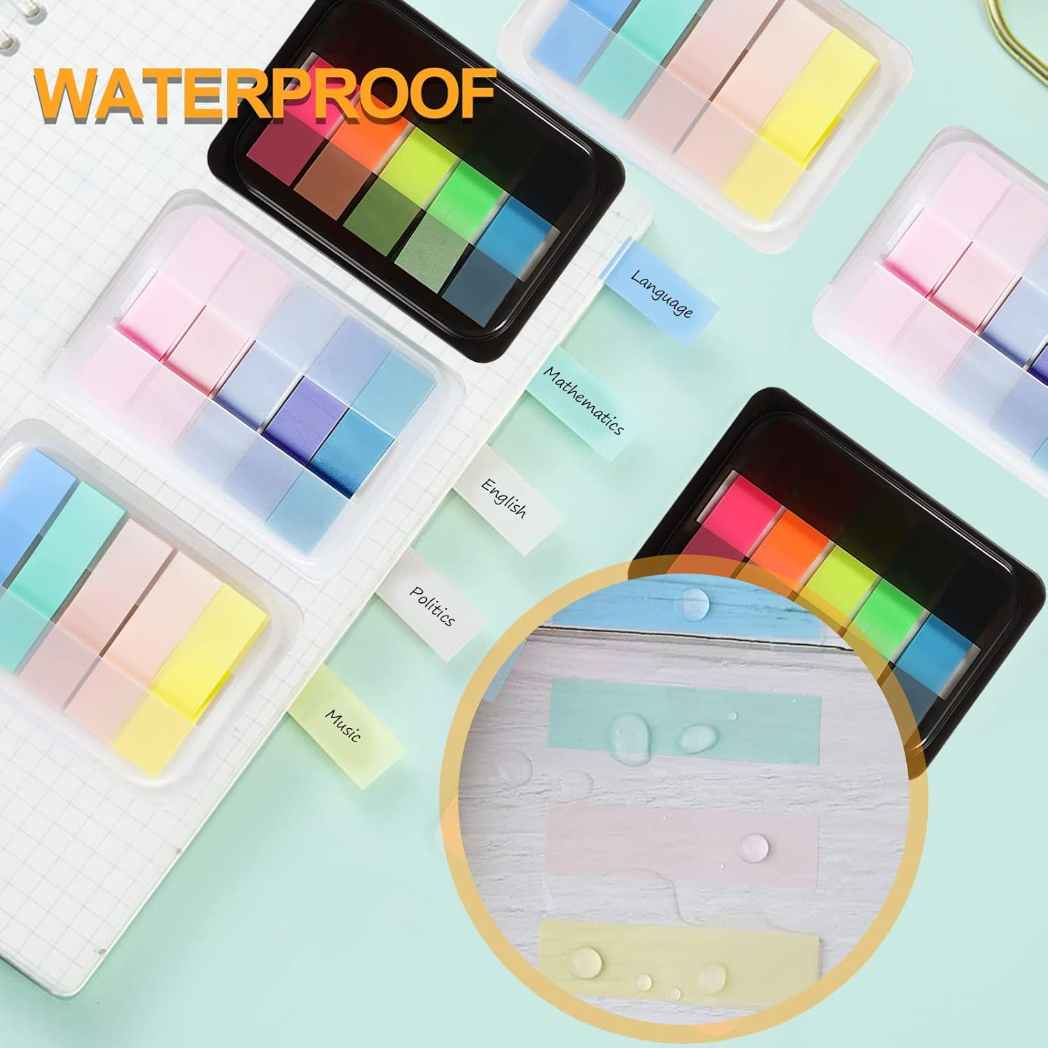 300 Pcs Sticky Tabs, Transparent Page Markers with Base Box, Colorful Book Annotation Kit, Clear Index Tabs with Translucent Index Stickers for Books Page Bookmarks Office Supplies image number 5