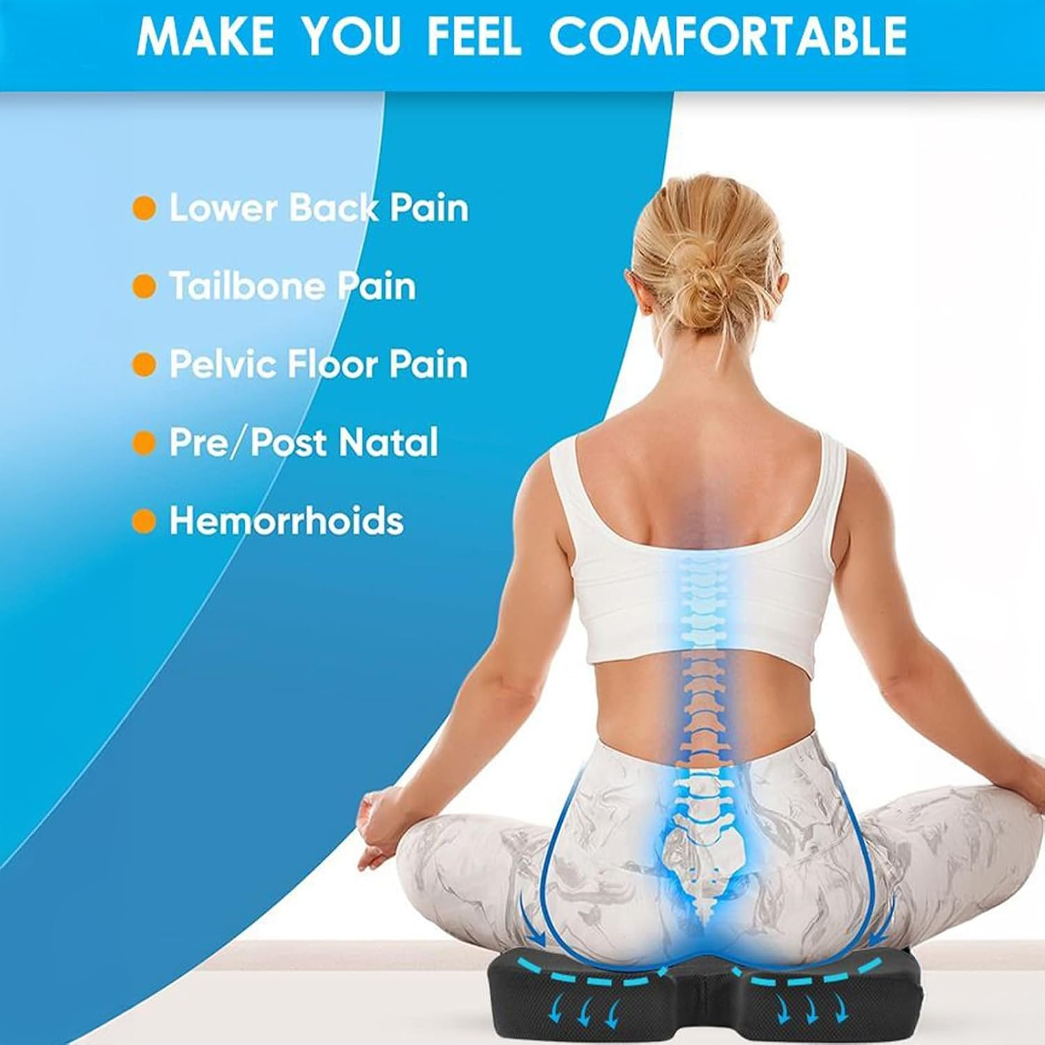 Memory Foam Seat Cushion and Lumbar Support for Office Chairs, Lumbar Cushion (Black) image number 1