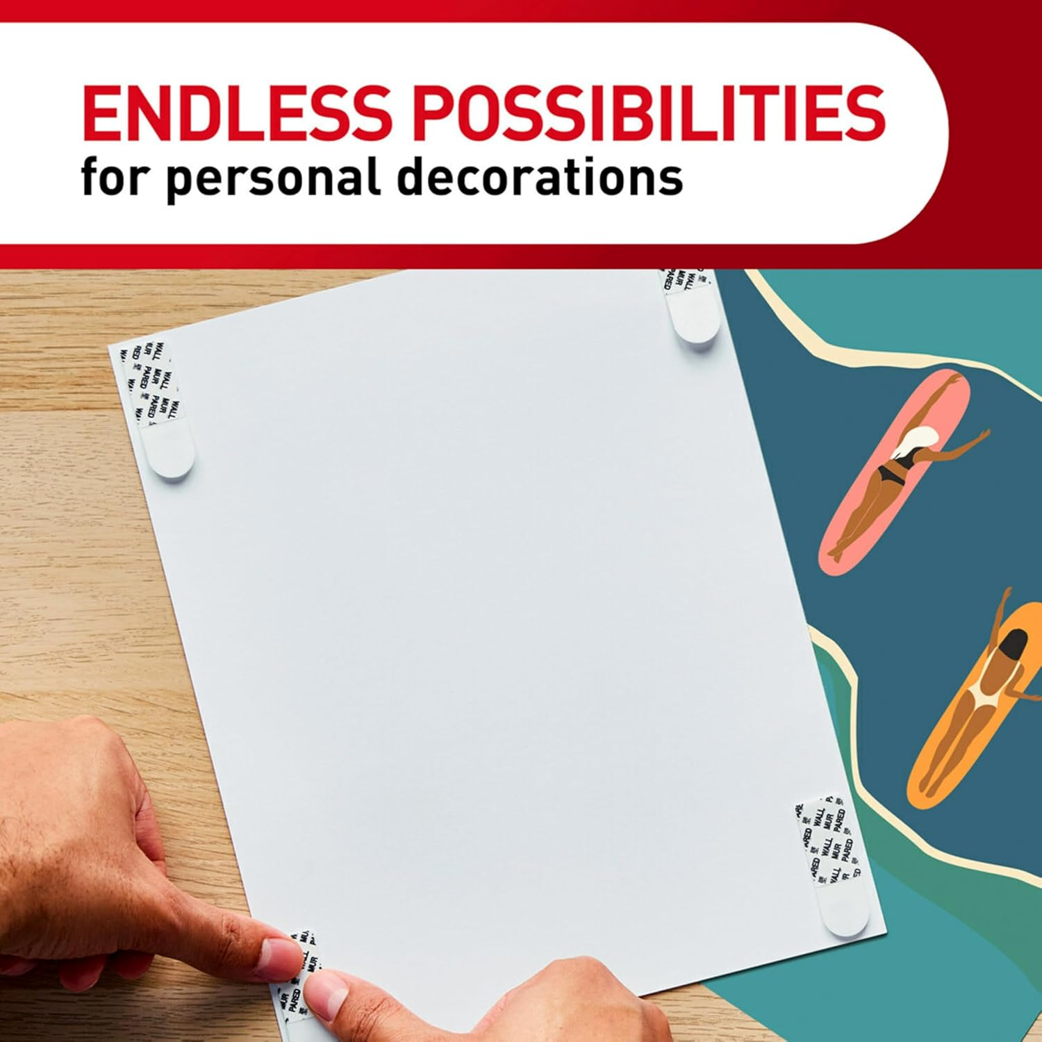 Command Poster Strips Mega Pack, 136 Command Strips Damage-Free Hanging Poster Hangers, No Tools Great for Home, Room, Wall, and Office Decor, White Adhesive image number 4