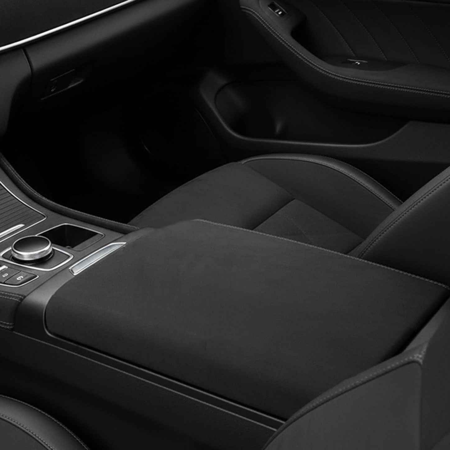 Microfiber Self-Adhesive Fabric Black Vinyl Wrap for Car Interior Decoration, Faux Suede Design, Durable and Easy to Apply, Compatible with Various Car Seats and Panels &ndash; Unron image number 2