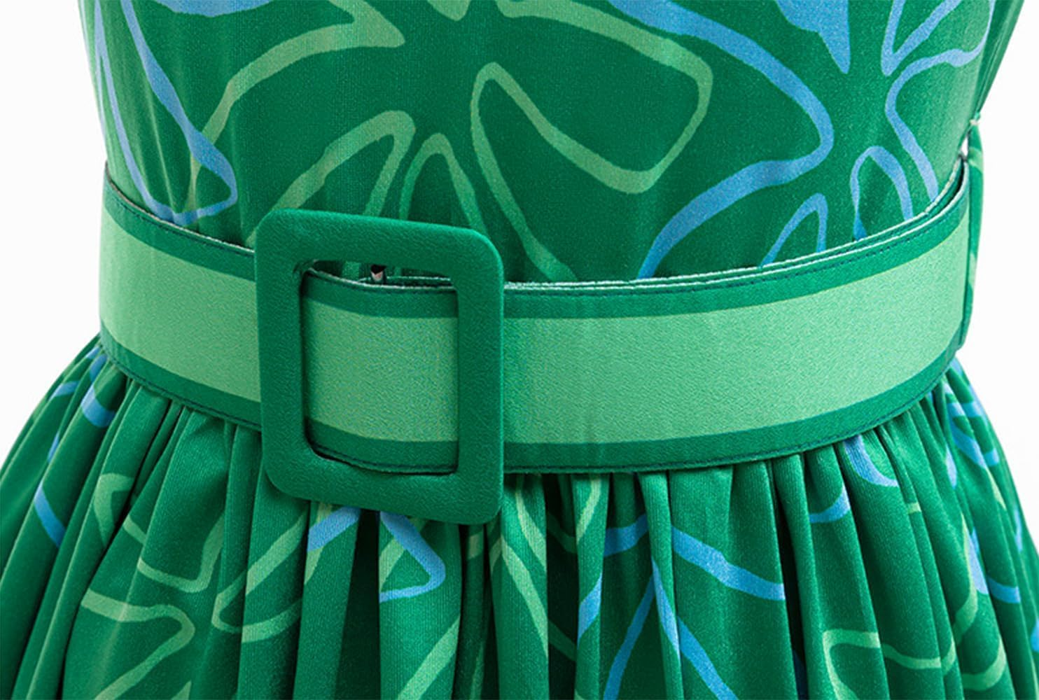 Girls Green Costume Cosplay Dress up Halloween Outfits with Wig image number 5