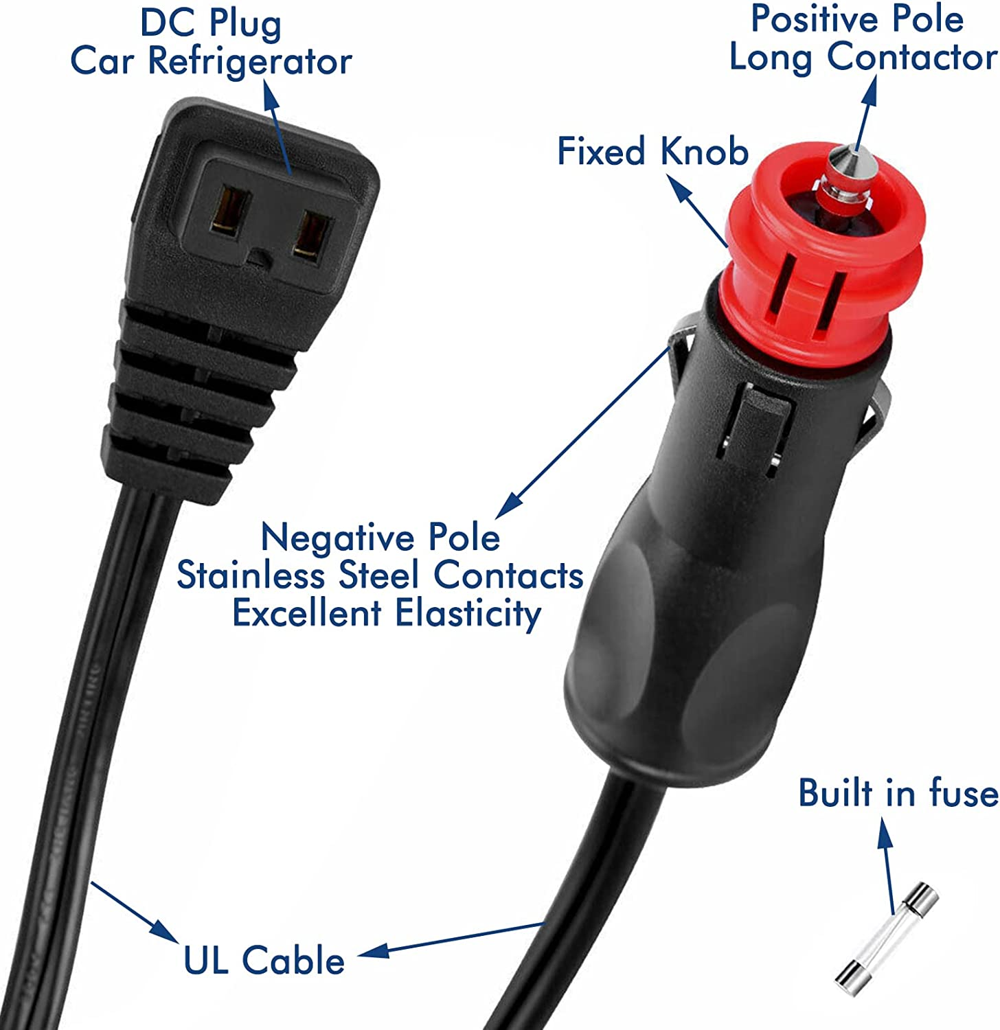 12V Merit and Cigarette Lighter Plug to Waeco Fridge Adaptor, 2M Power Lead Cable Cord for Waeco Fridge CFX CF CDF 11 25 28 35 40 50 60 65 75 95, DC Power Cable for Car Refrigerator Fridge Freezer image number 6
