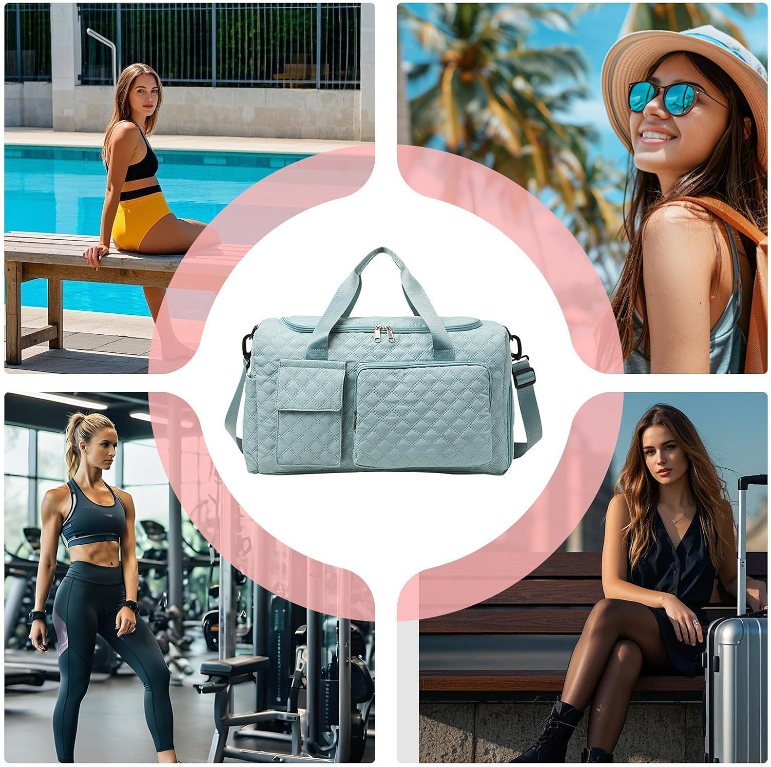 Sports Bag with Shoe Compartment | Overnight Bag with Widened Shoulder Strap | Luggage Accessories with Wet and Dry Separation for Towels, Clothes, Personal Items, Lake Blue, Refer To