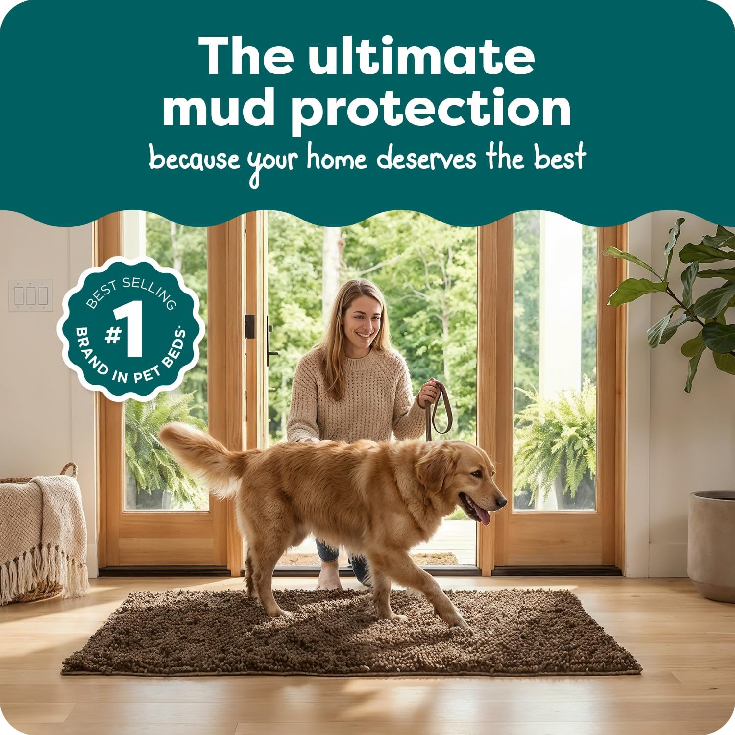 Furhaven Pet Dog Mat | Muddy Paws Towel & Shammy Rug, Mud (Brown), Runner image number 5