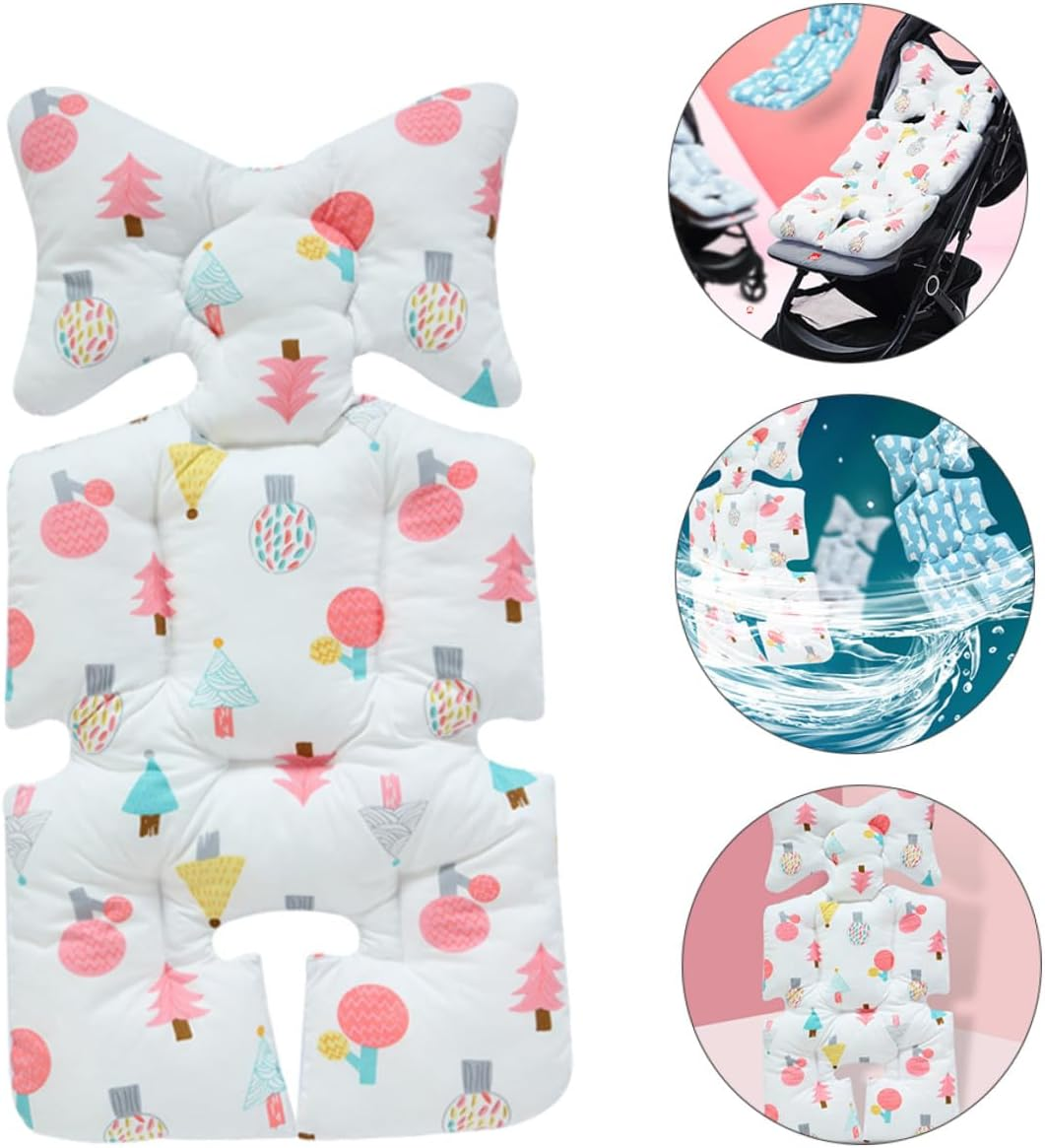 Breathable Cotton Cushion Pad for Stroller Pushchair with Cartoon Print Lightweight Soft Seat Liner Mat Reducing Shake Double-Sided Comfort Protector for All Seasons image number 3