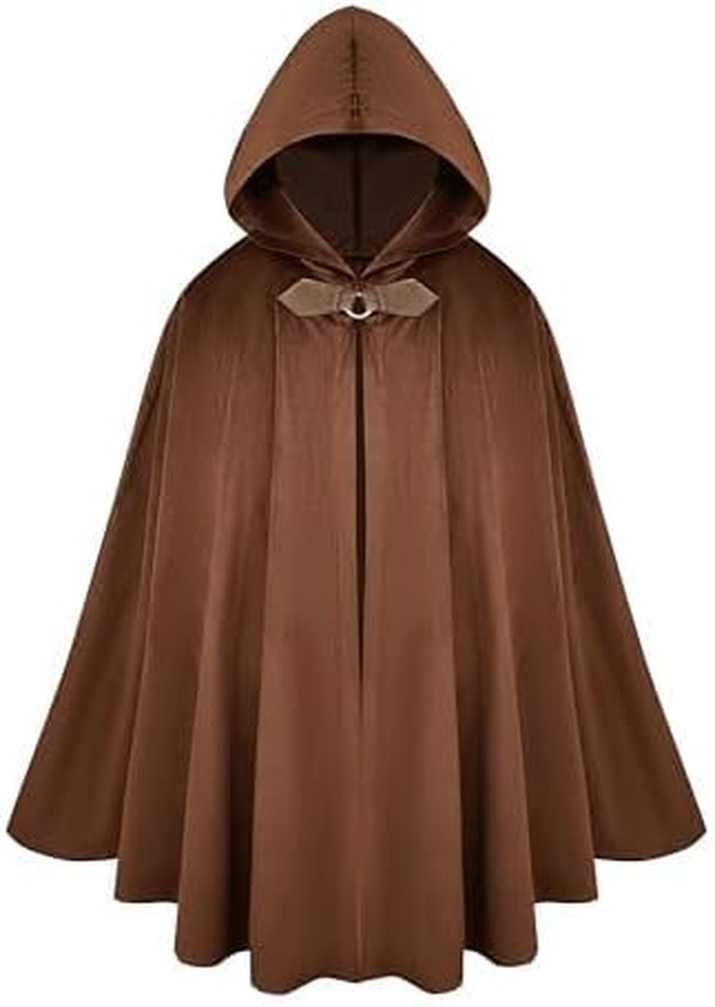 Renaissance Hooded Cloak Medieval Velvet Cape with Hood Men Women Capelet for Hobbit Halloween Costume