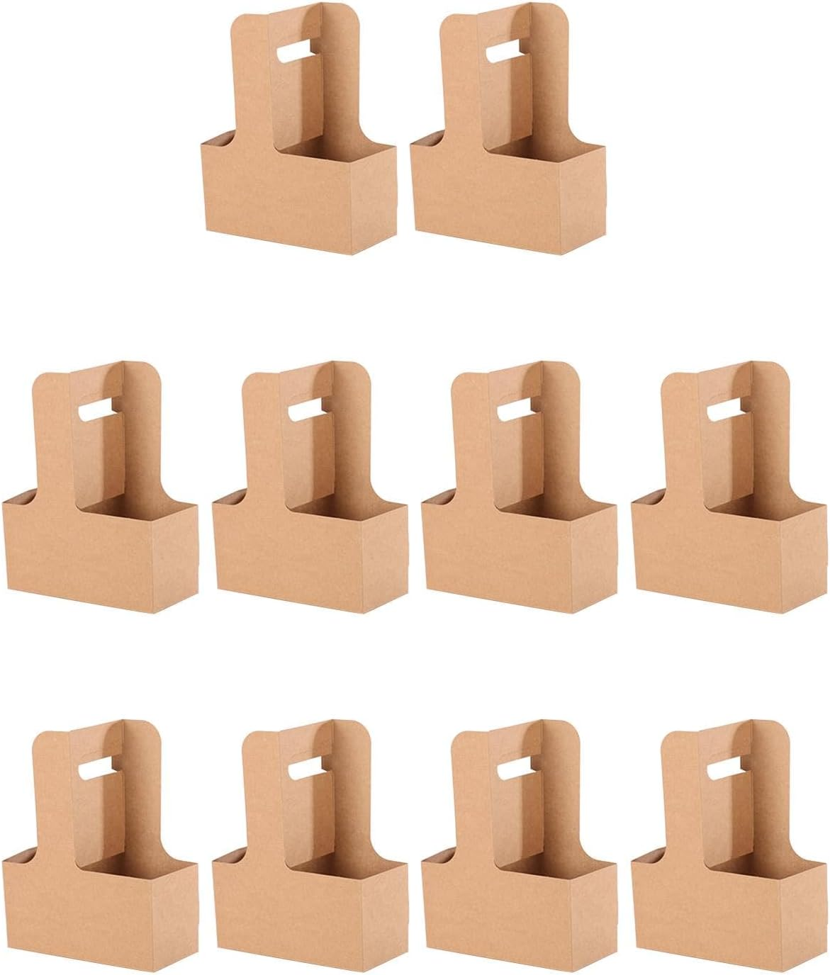 10X 2 Cup Drink Carrier with Handle Cup Carriers Lightweight Folding Cup Holder for Juice Ice Cream Cups Iced Coffee Drinks, White