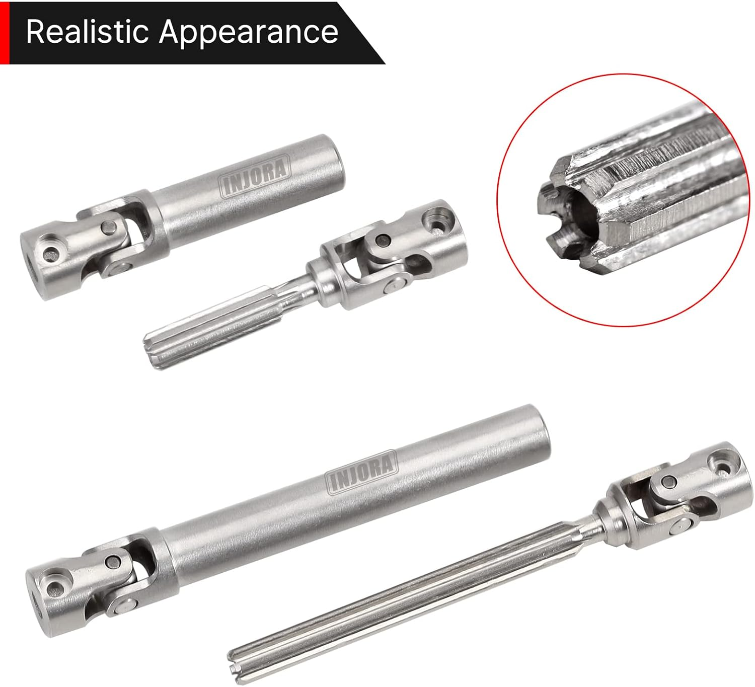 INJORA Center Drive Shaft Stainless Steel D-Shaped Hole Drive Shaft for SCX24 Gladiator 1/24 RC Crawler Axial AXI00005 Upgrade Parts image number 2