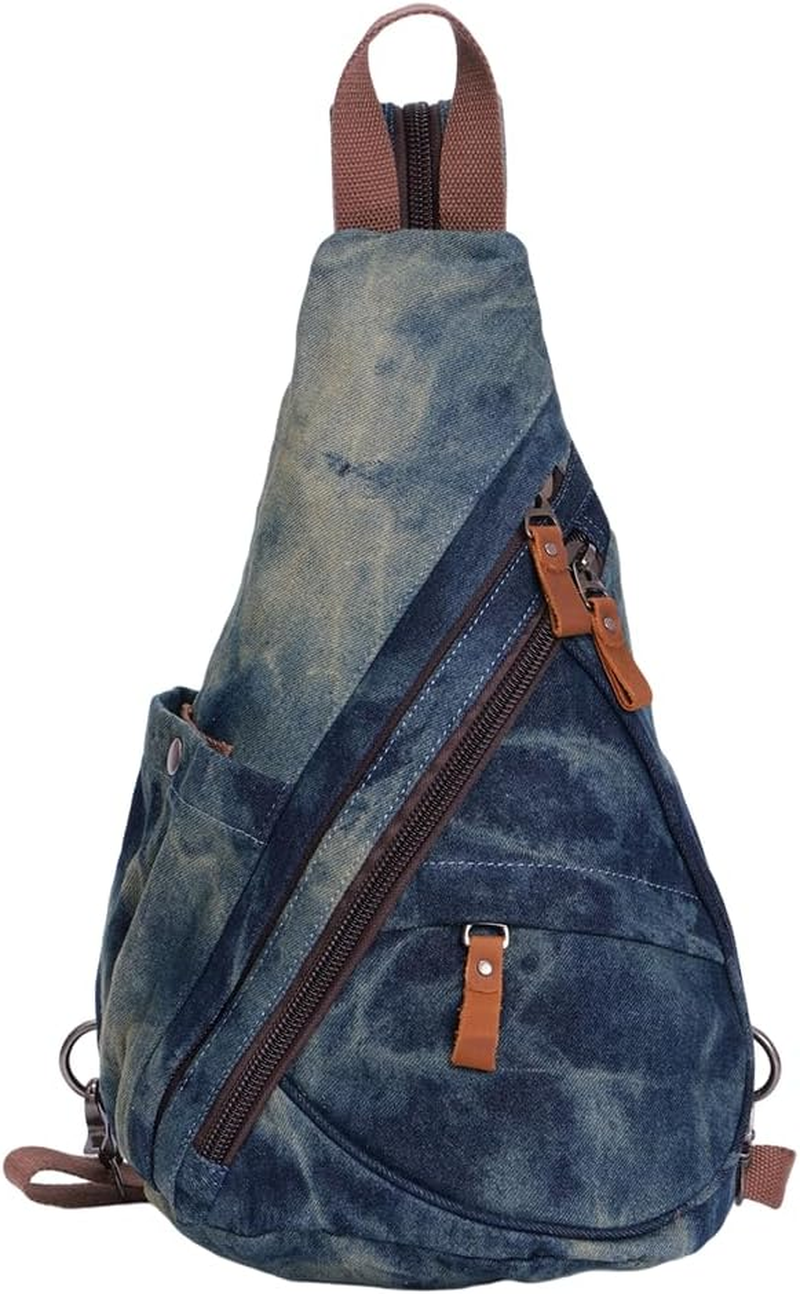 NECTAR YUNBURST Denim Blue & Yellow Canvas Leather Multi-Function Pack - Crossbody Backpack/Shoulder Casual Daypack/Rucksack for Cycling Hiking Travel | Water-Resistant | 40X28X16Cm Unisex image number 5