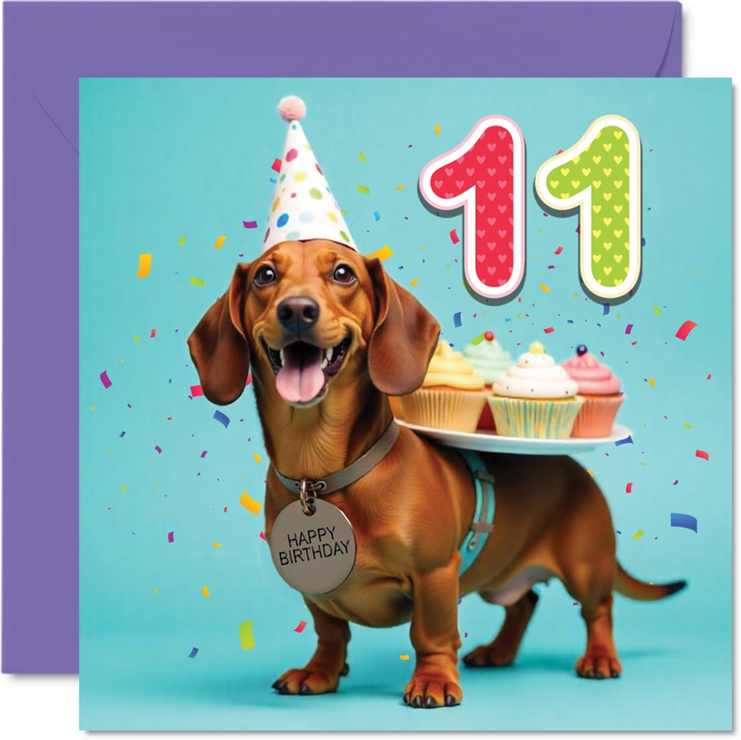 11Th Birthday Cards for Boys Girls - Party Dog - Happy Birthday Card for 11 Year Old Boy Girl Sister Niece Daughter Brother, 145Mm Bday Greeting Cards - 02 image number 4