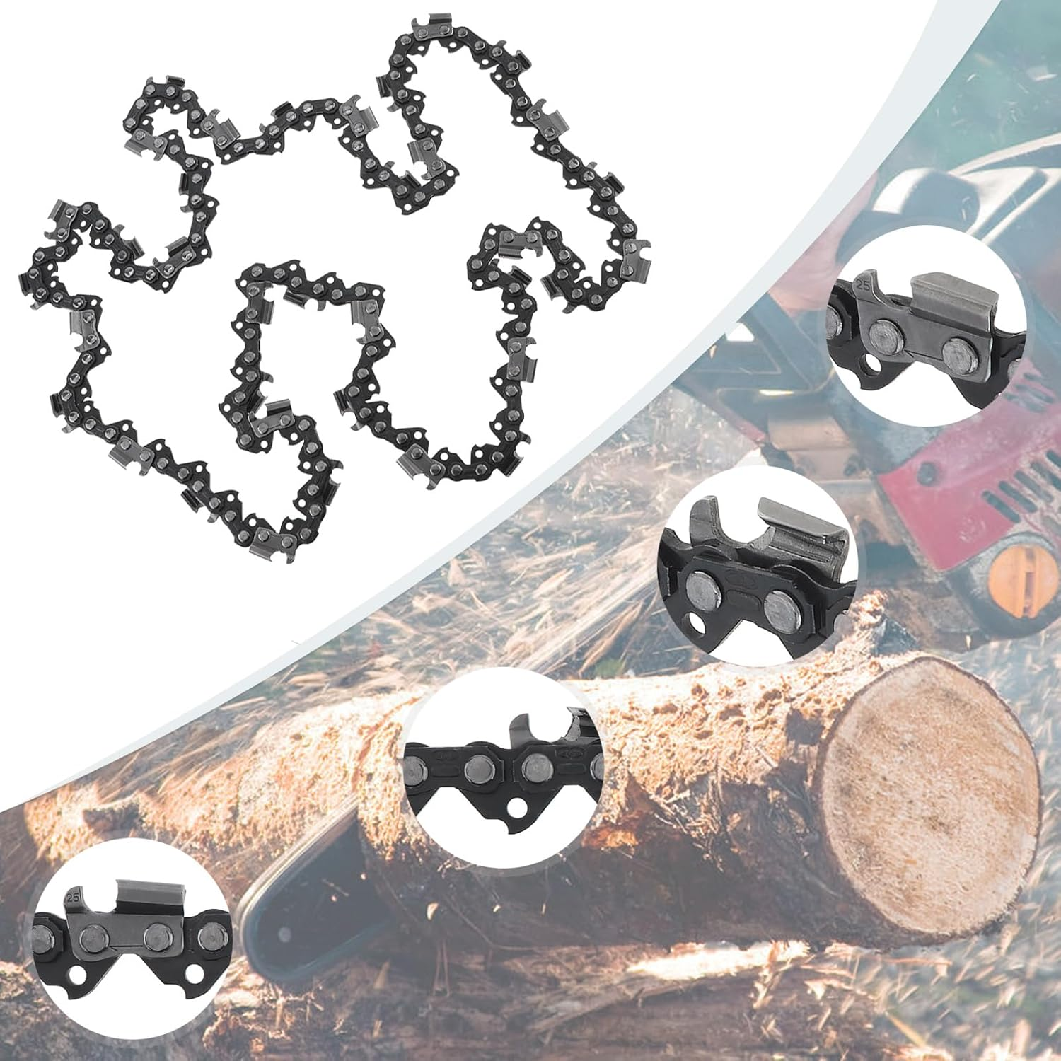 Windance 3 Pack, 18Inch Gauge 72 Drive Link Chainsaw Chain Fit for Husqvarna/Dolmar/Jonsered, Heavy Duty Carbon Steel Saw Chain image number 2