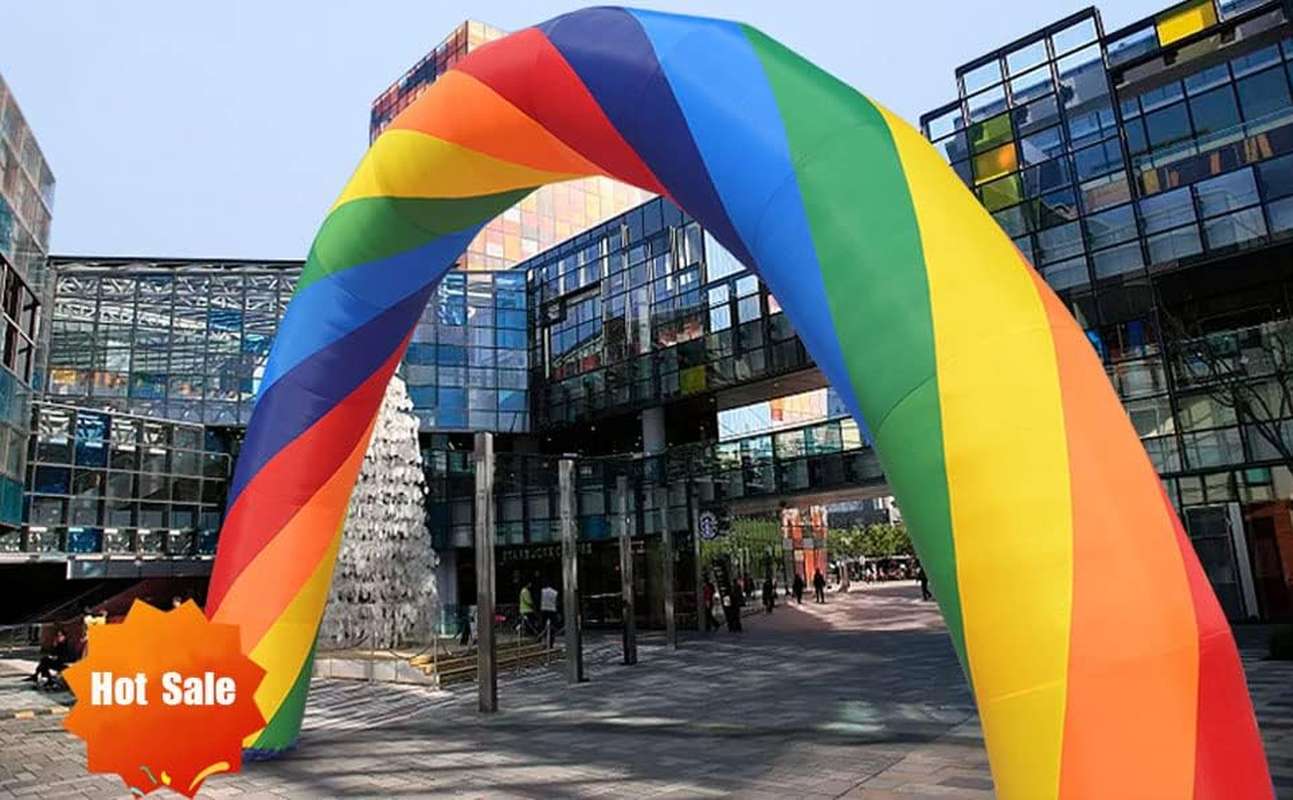 Inflatable Rainbow Arch 20Ft X 10Ft Advertising Party Celebration Garden Decoration Arch Strengthen PU Coated Oxford for Event Entrance Rental Advertisement