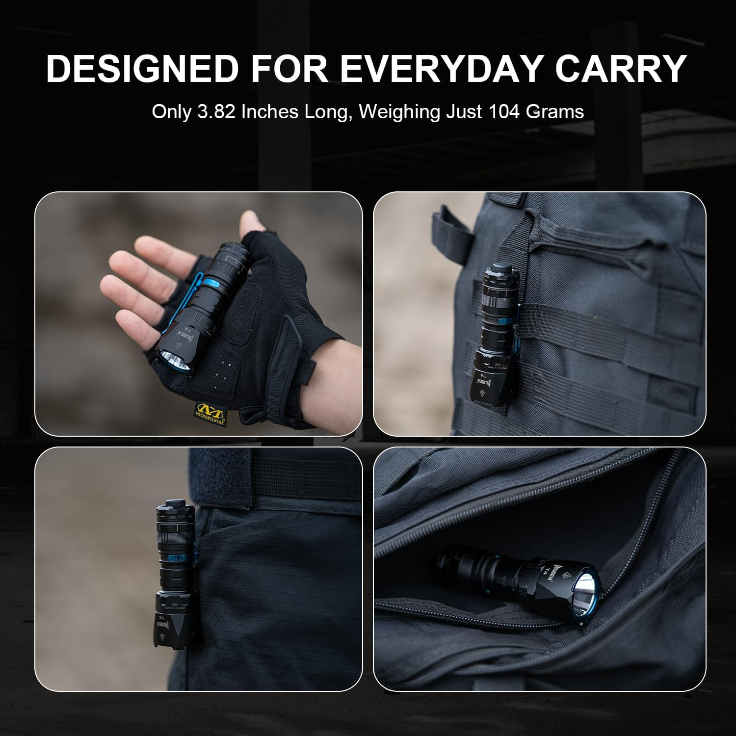 WUBEN T4 Tactical Flashlight Rechargeable for EDC, Small Flashlight Powerful 401M Long Throw, Pocket Flashlight with Tactical/Duty/Lock 3 Modes, Mini Flash Light for Police, Military, and Daily Use image number 3