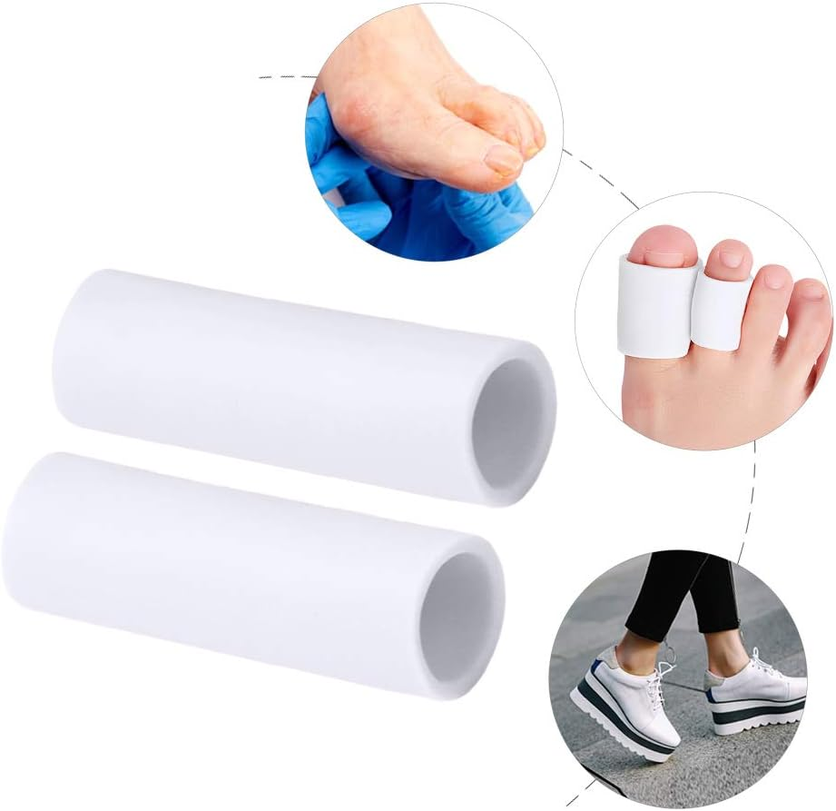 Silicone Gel Toe Cushion Tubes Sleeves Soft Corn Pad Protectors for Friction Pain Relief Foot Care Tool Finger Protect (Large X 4Pcs+Small X 4Pcs, White) - Beige image number 2