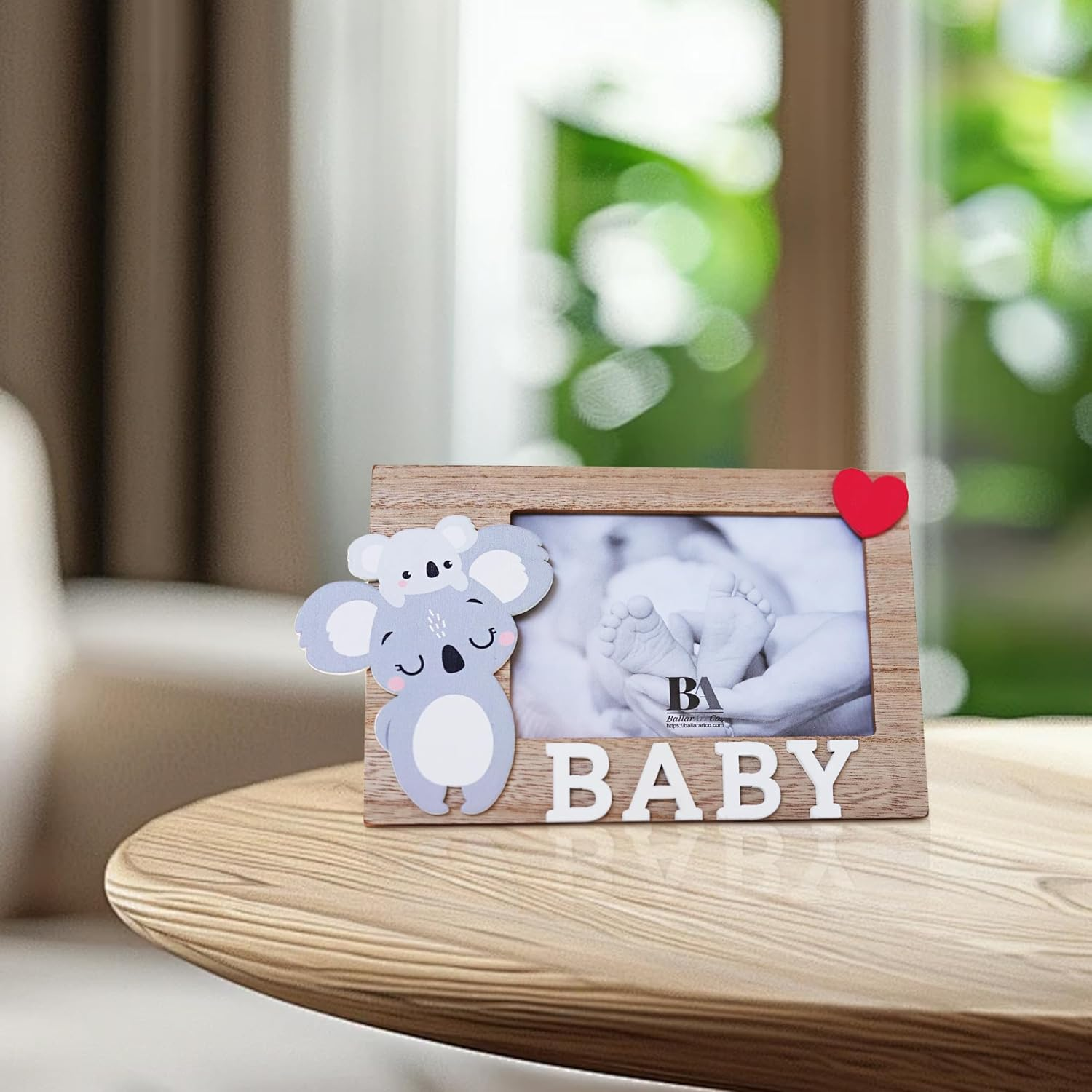Ballarart CO Baby Photo Frame - Cute Koala Baby Picture Frame, Personalized Newborns Baby Shower Birthday Gift with 4X6" Picture Slot, Nursery Wall Decor image number 1