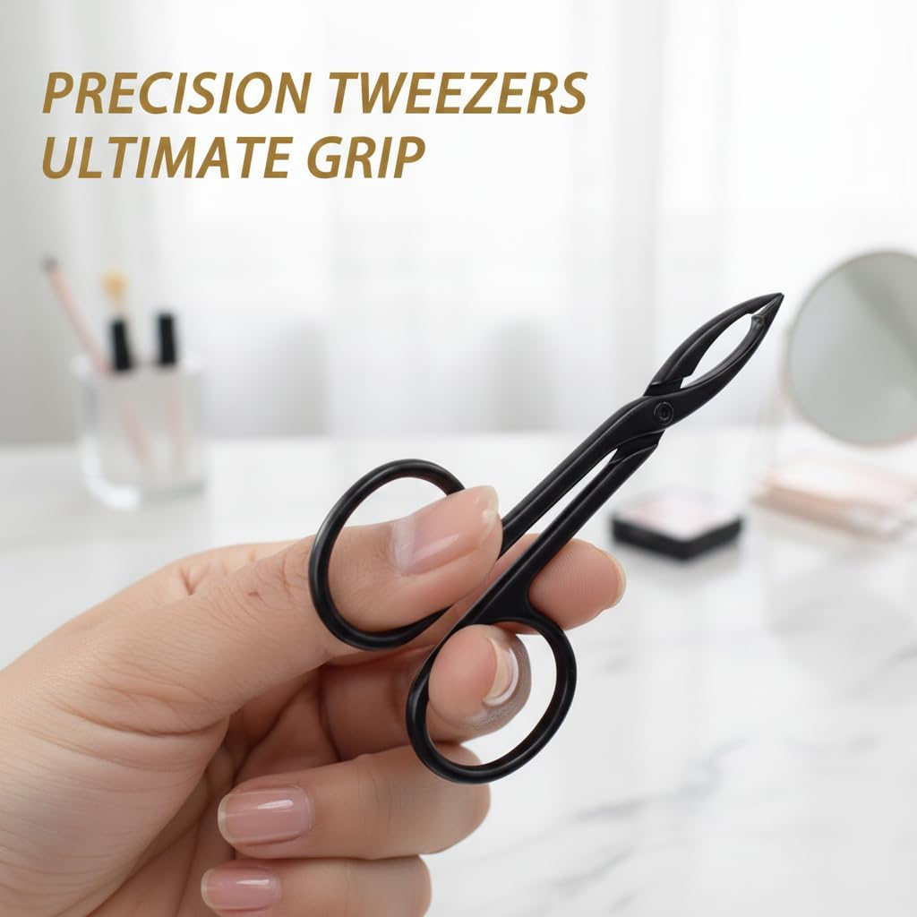 IMTKOOCO Tweezers Scissor Handle with Straight Tip for Eyebrow Shaping - Facial Hair Removal Eyebrow Tweezers for Precise Plucking Silver and Black Eyebrow Tweezers and Tweezers Eyebrow Scissors image number 4