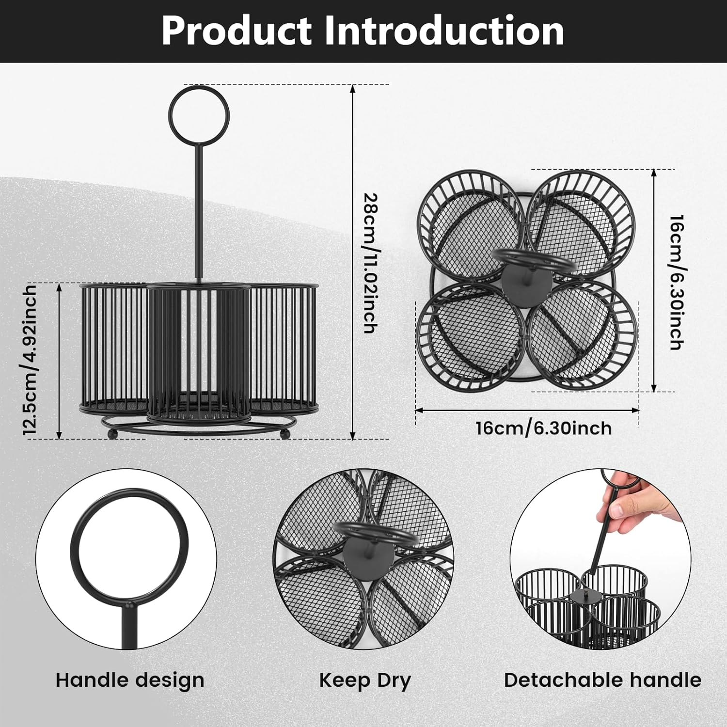 360&deg; Rotating Metal Utensil Caddy 4 Compartment Silverware Caddy Cutlery Caddy Fork Spoon Knife Utensil Organizer Multifunctional Utensil Holder for Parties Desk Organizer Caddy Pen Pencil Holder - Champagne Gold image number 2