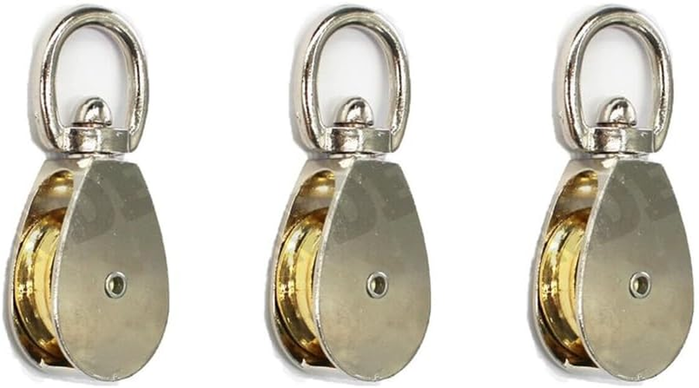 3PCS 50Mm Swivel Eye Single Pulley, Stainless Steel Kirsite Wheel Block for Heavy Duty Lifting and Rigging Applications (50MM)