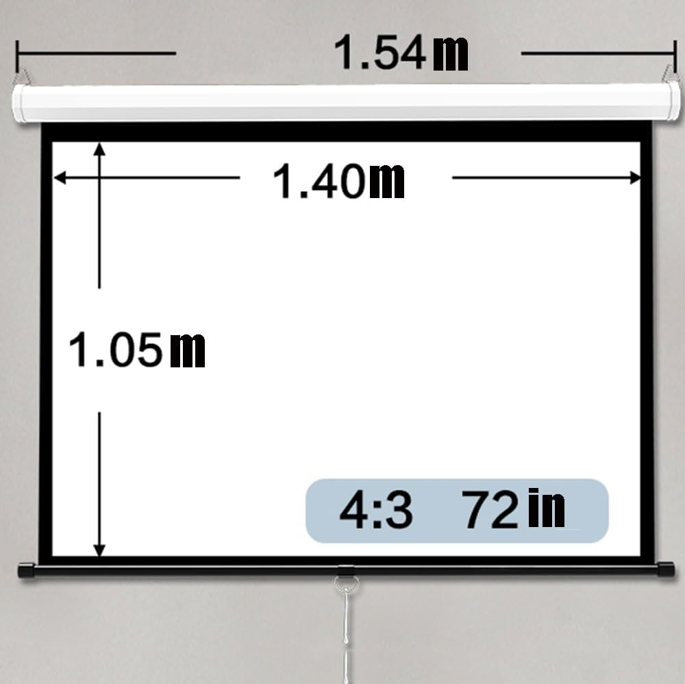 60"/72" Manual Pull down White Projector Screen Anti-Crease Portable Projection Movie Screen Outdoor Indoor Public Display Screen(72",4:3) image number 5