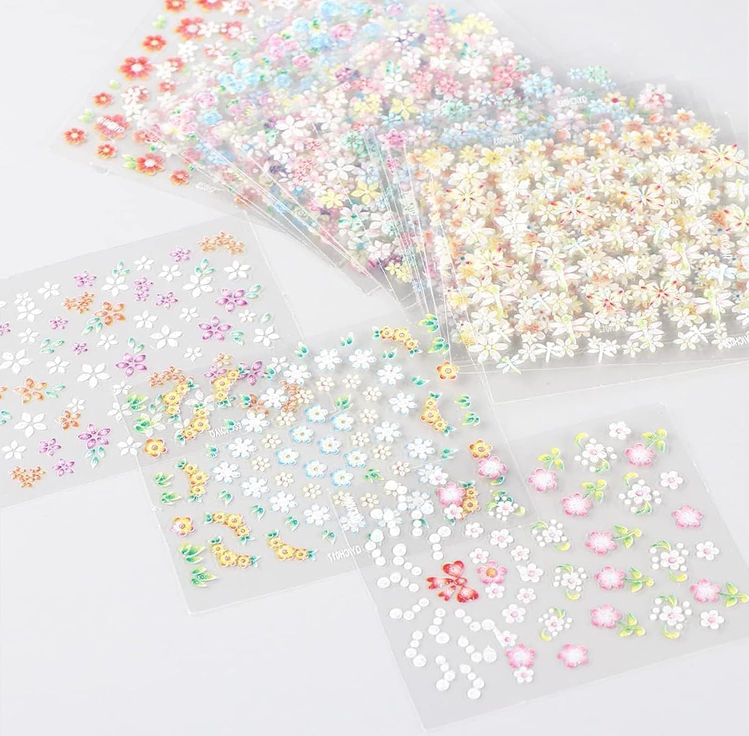 30 Sheets 3D Colorful Flower Nail Art Stickers &ndash; Self-Adhesive Floral, Daisy, Heart & Bow Tie Nail Designs for Manicure & Nail Decoration image number 4