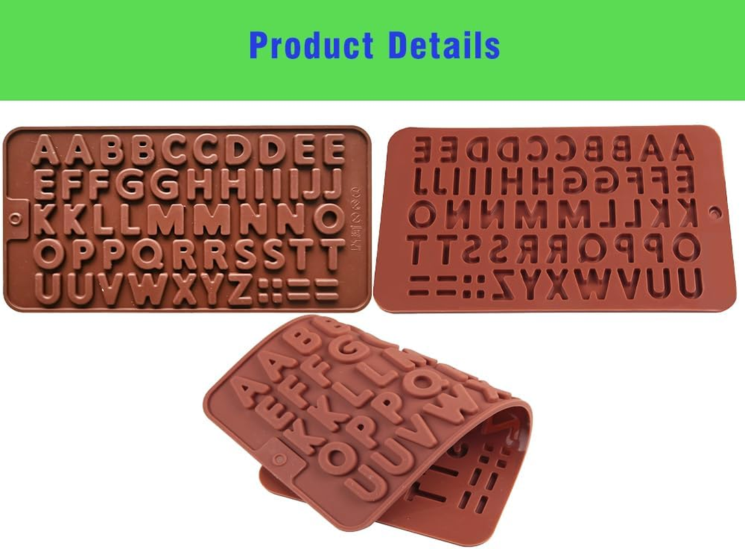 2Pcs Letter Silicone Chocolate Moulds Alphabet Silicone Molds Non-Stick Fondant Molds Perfect for Cake Decoration Symbols Birthday Party DIY Baking Tools image number 3