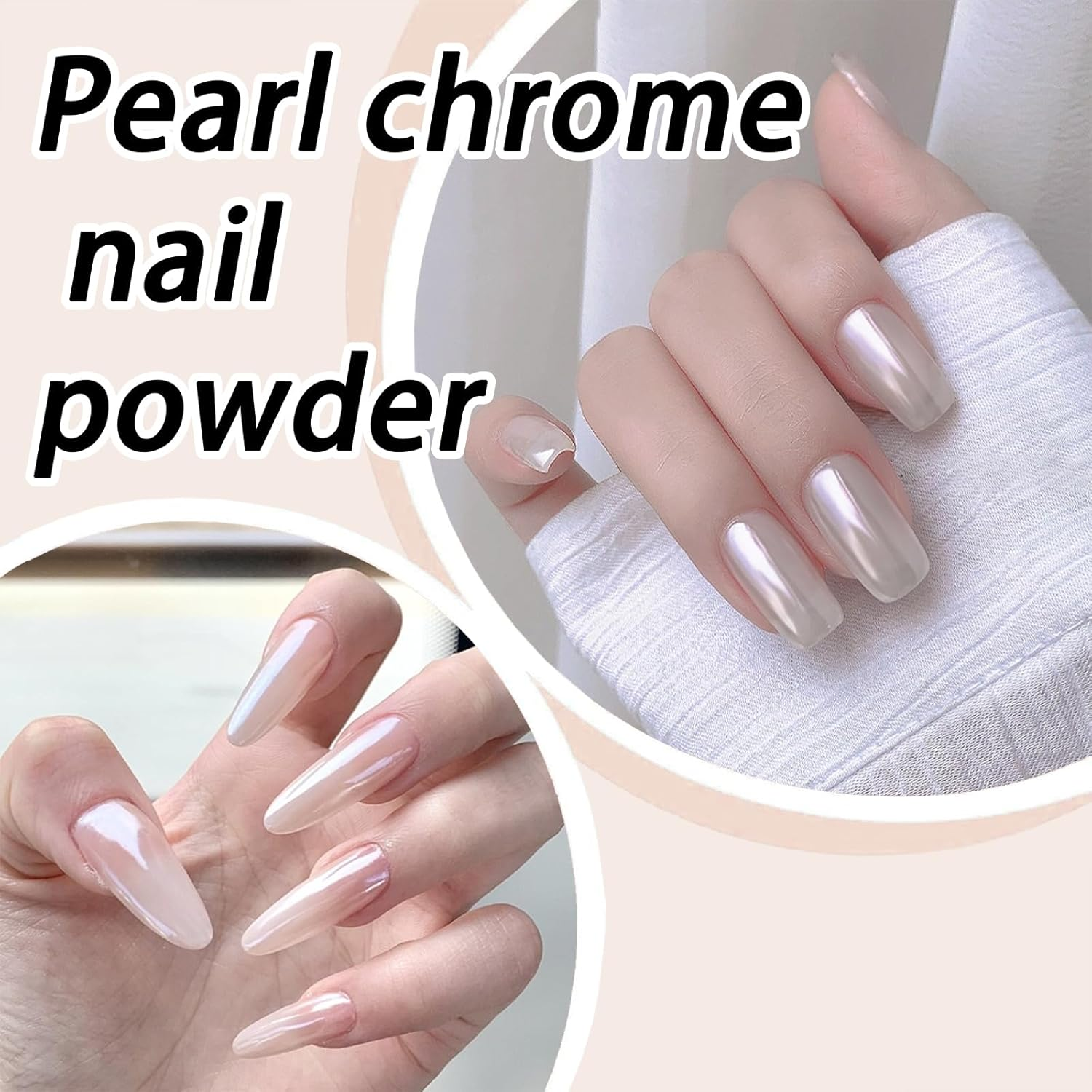 White Pearl Chrome Nail Powder, Ice Glazed Donut Transparent Powder for a Moonlight Effect, Perfect for Glittering and Shinning Nails - DIY Nail Art Accessory image number 2