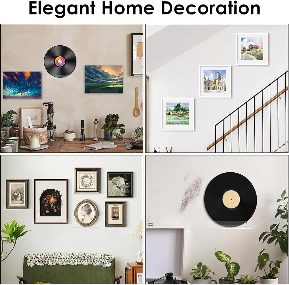 6PCS Vinyl Record Shelf, 12 Inch Vinyl Record Wall Mount Shelf Set, Storage Display Album Record Holder Clear Acrylic Floating Shelves for Wall Decor Album Covers Home Decoration Organization image number 3