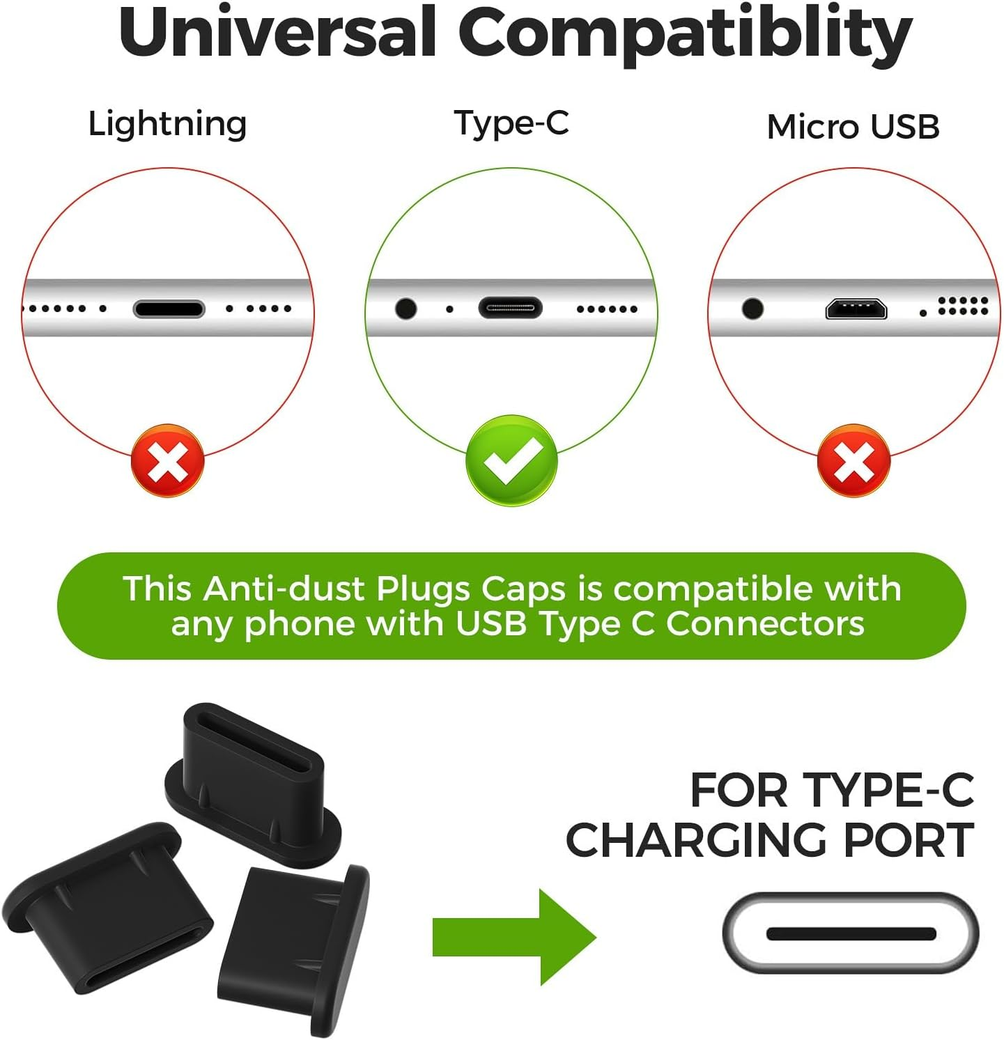 31 Pcs USB Type C anti Dust Cap Set, 30 Pcs Port Plugs Protector with Cleaning Brush, Silicone USB C Dust Cover for All Type-C Smartphones Tablets image number 6