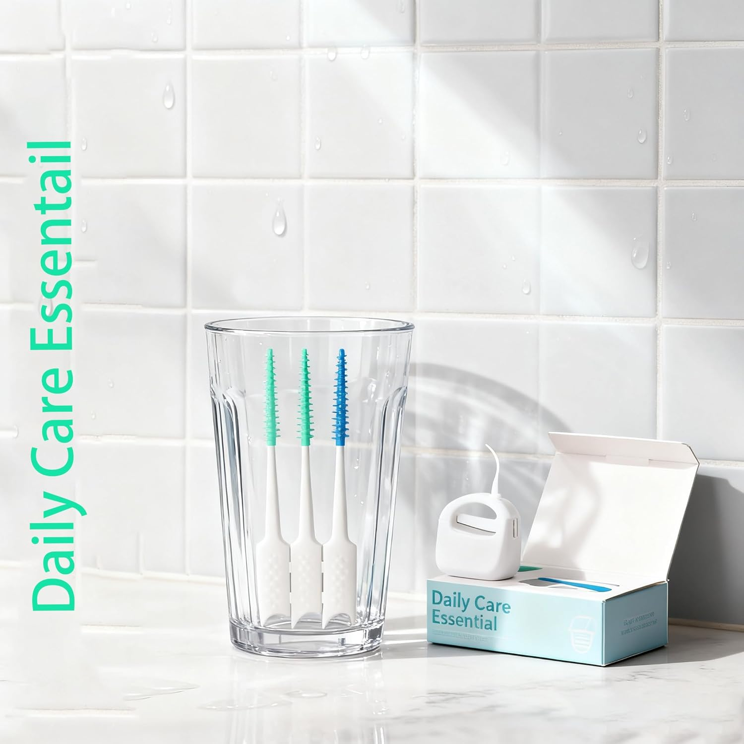 300Pcs Interdental Brush, Spiral Brush Interdental Brushes, Toothpicks，Cleaning and Flossing Tool Sets, Effective Oral Care (Blue + Green) image number 6