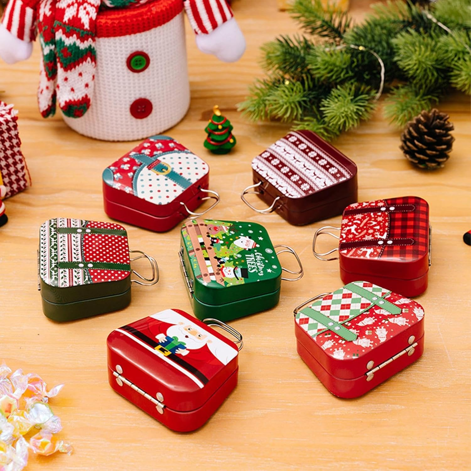Empty Christmas Tins - Retro Tins Containers,Christmas Cookie Containers, Metal Nesting Containers, Food Storage Containers with Lids for Holiday image number 1