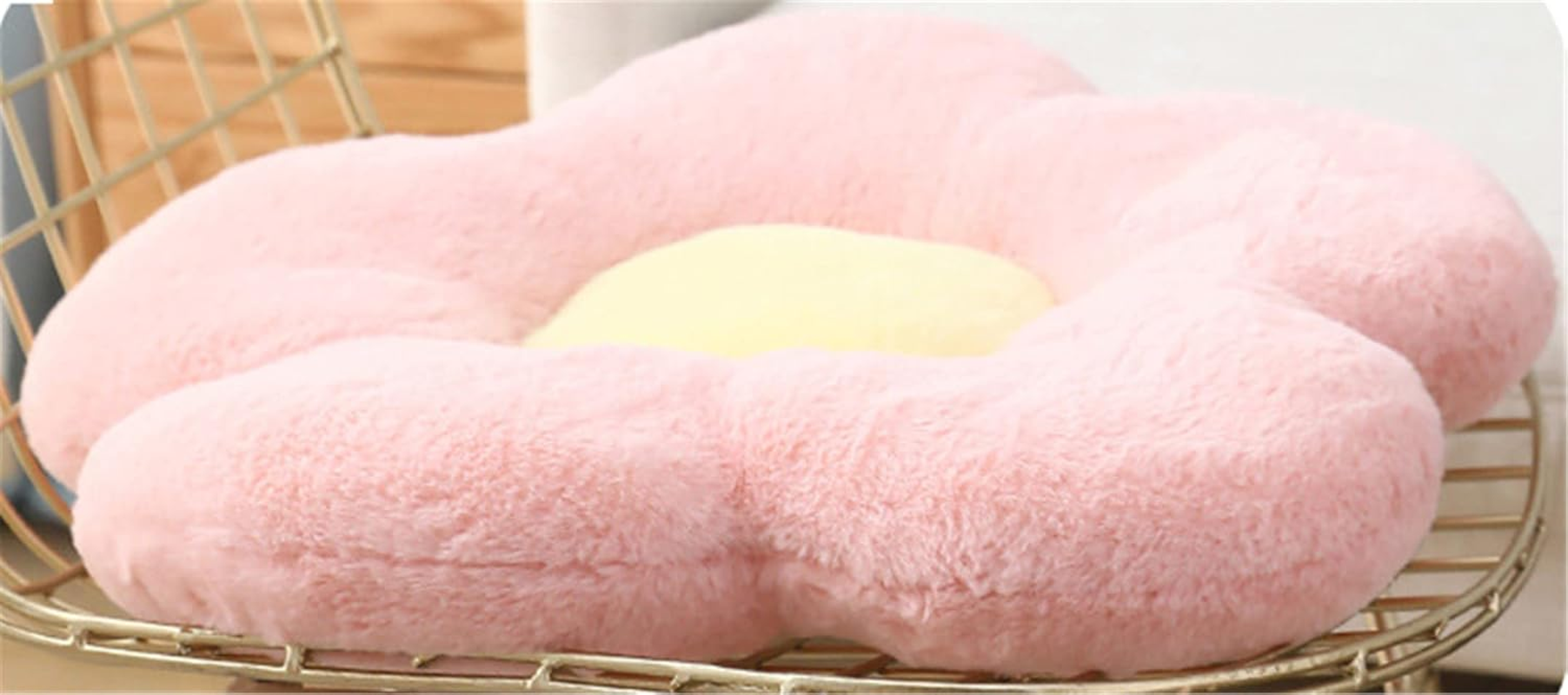 YILANLAN Cute Flower Cushion Plush Floor Pillow Casual Comfortable Pillow Office Living Room Bed Decoration Cushion Simple Room Decoration (40Cm, Yellow) image number 3