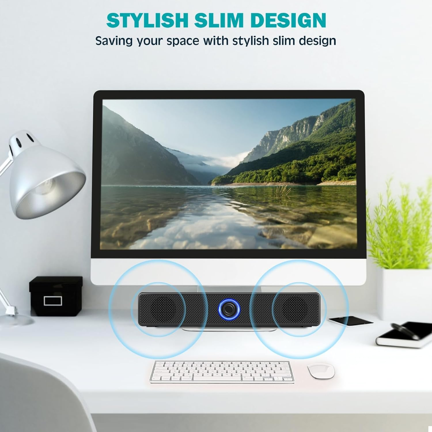 USB Computer Speakers, Stereo Sound Desktop Speakers with 3.5Mm Audio Plug for Computer, Laptop, PC, Pad, Cellphone image number 4
