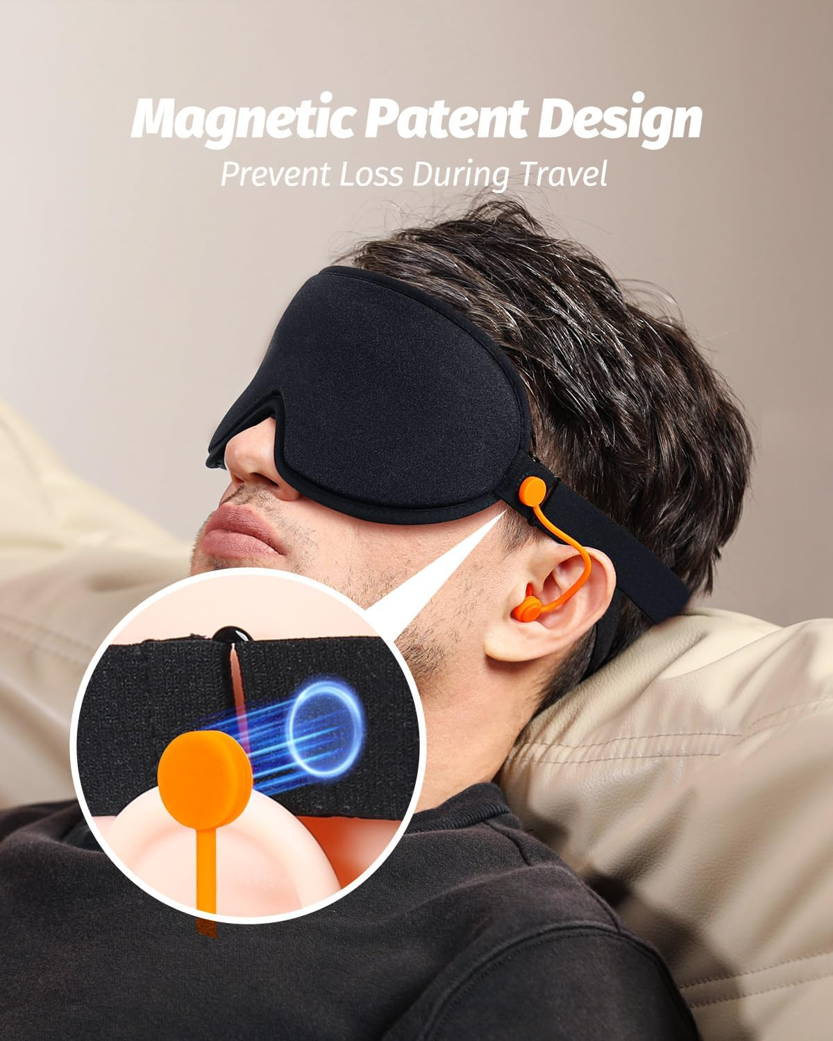 Luxtude Sleep Eye Mask with Magnetic Earplugs for Sleeping, 3D Sleep Mask Blackout Zero Eye Pressure, 100% Light Blocking Sleeping Mask for Women Men, Night Blindfold Eye Cover for Travel image number 3