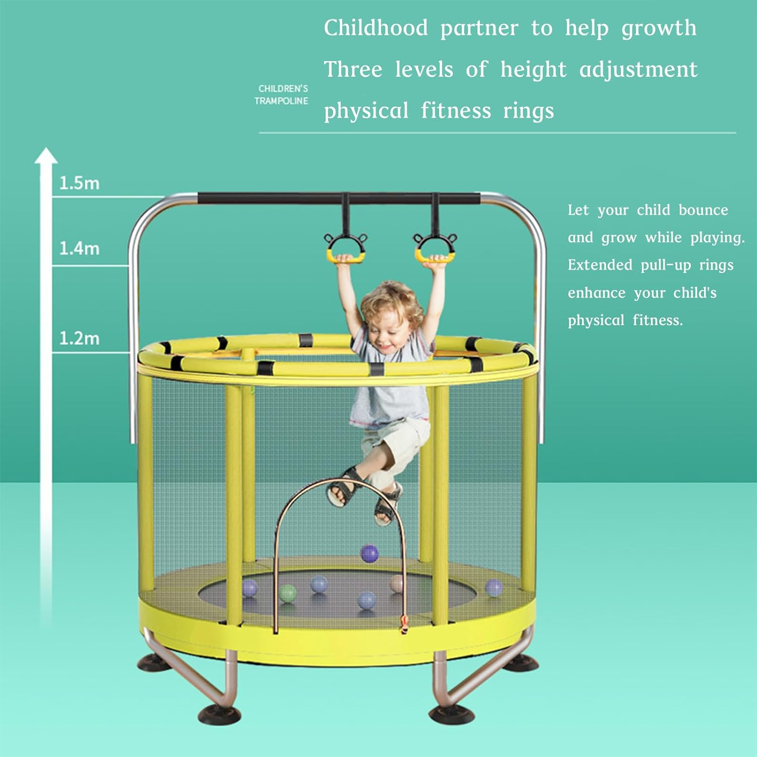 Xcjump Small Trampoline, 55 FT Kids Trampolines for Toddlers Indoor, Toddler, Children'S Trampoline with Net Birthday Gifts for Boy Girl (Blue)