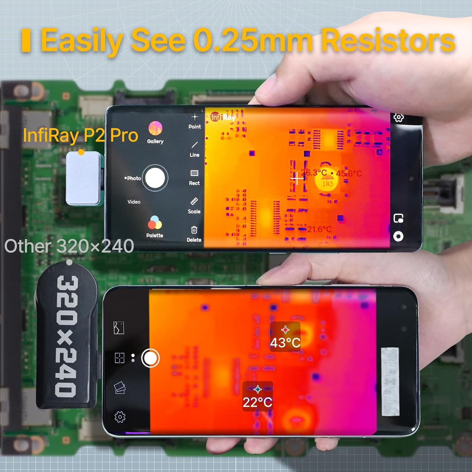 Infiray P2 Pro Thermal Camera for Android, with Magnetic Macro Lens, 256X192 IR High Resolution, -4&deg;F to 1112&deg;F Temp Range, Support Android 9.0 and Above, Works for Smartphones and Tablets image number 6