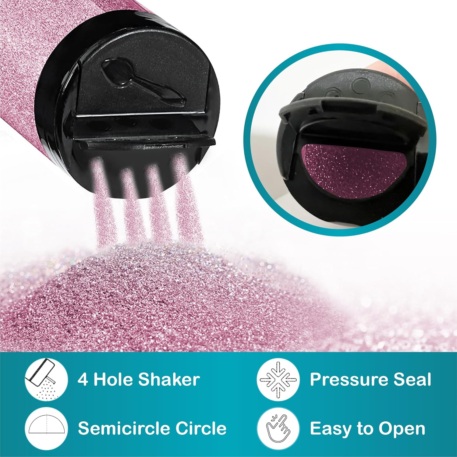 Glitter- Noverbee Pink Glitter, Fine Glitter- 50G Extra Fine Glitter. Great Resin Accessories, Craft Glitter, Glitter Powder for Slime, Powder for Nails, Tumblers, Ornaments, Candle. - Pink image number 3