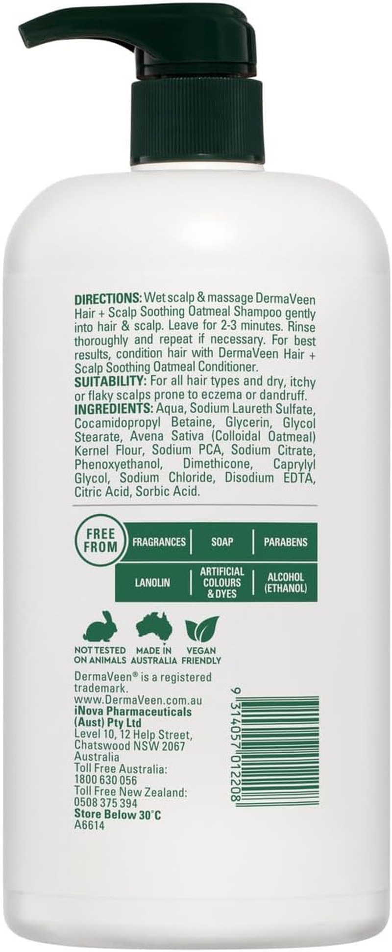 DERMAVEEN Daily Nourish Oatmeal Shampoo, 1L image number 1
