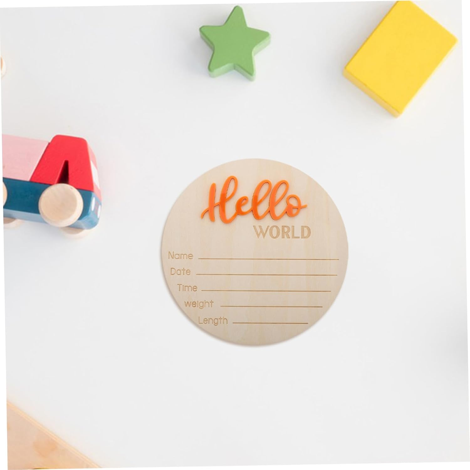 Toyvian Wooden Birth Announcement Sign Name Date Weight Height Elegant Decor for Nursery