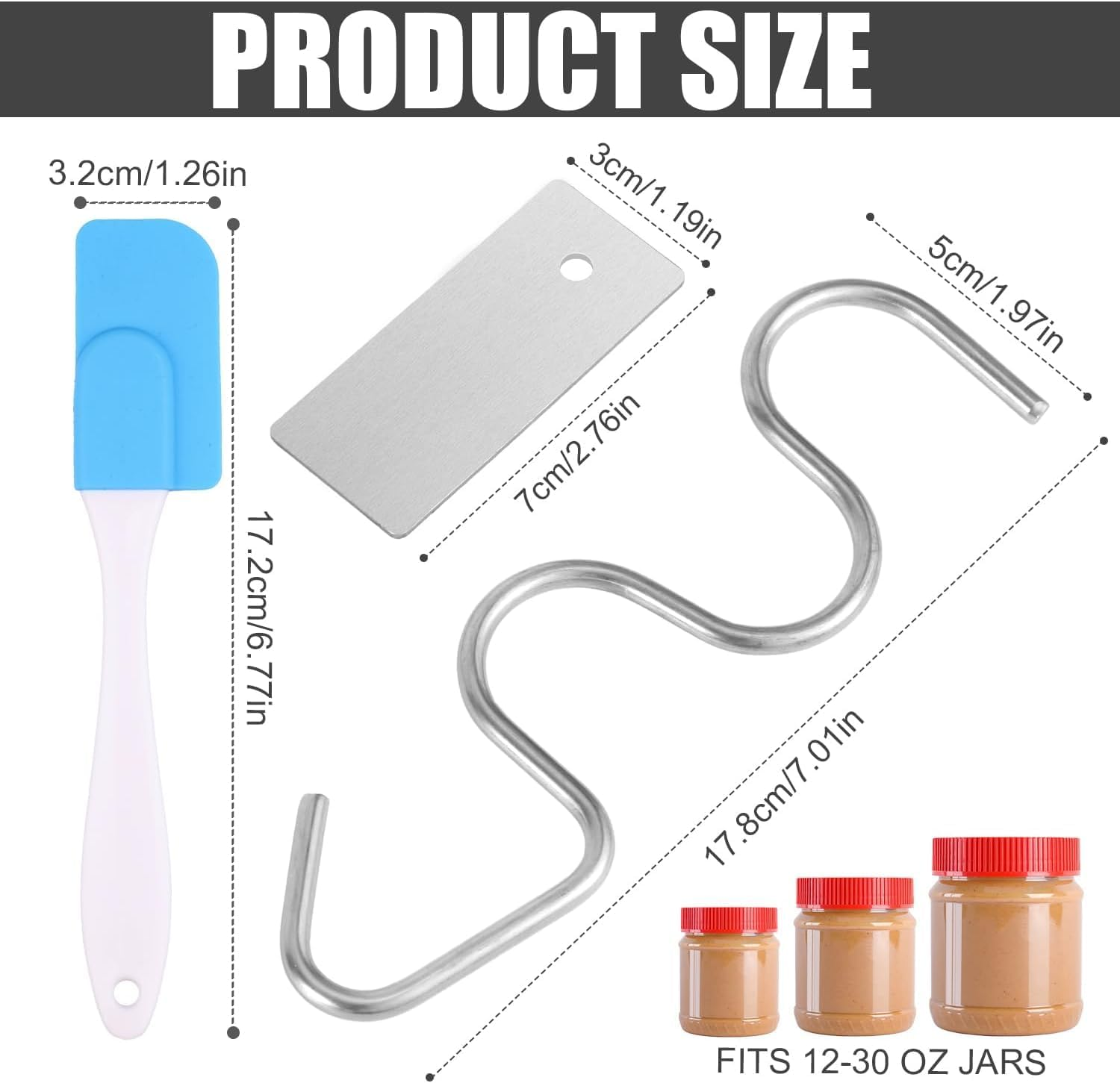 1Pc Nut Butter Stirrer,Peanut Butter Stirrer Tool,Stainless Steel Peanut Butter Stirrer Peanut Butter Mixer,Stainless Steel Peanut Butter Manual Stirrer with Scraper image number 3