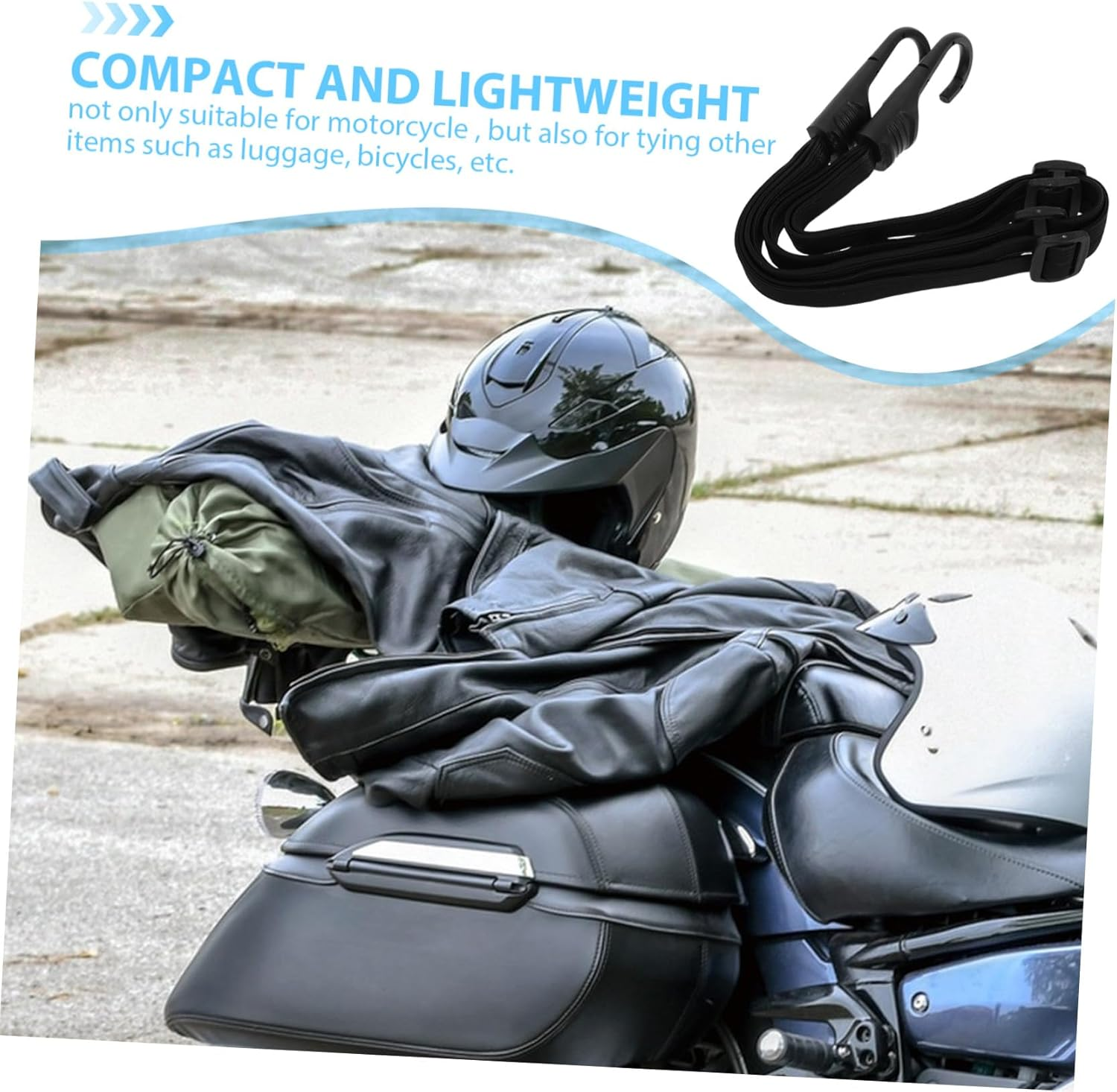 Alipis Motorcycle Helmet Luggage Straps Elastic Bungee Cord for Camping Cars Bikes Hooks Luggage Binding Cord image number 1
