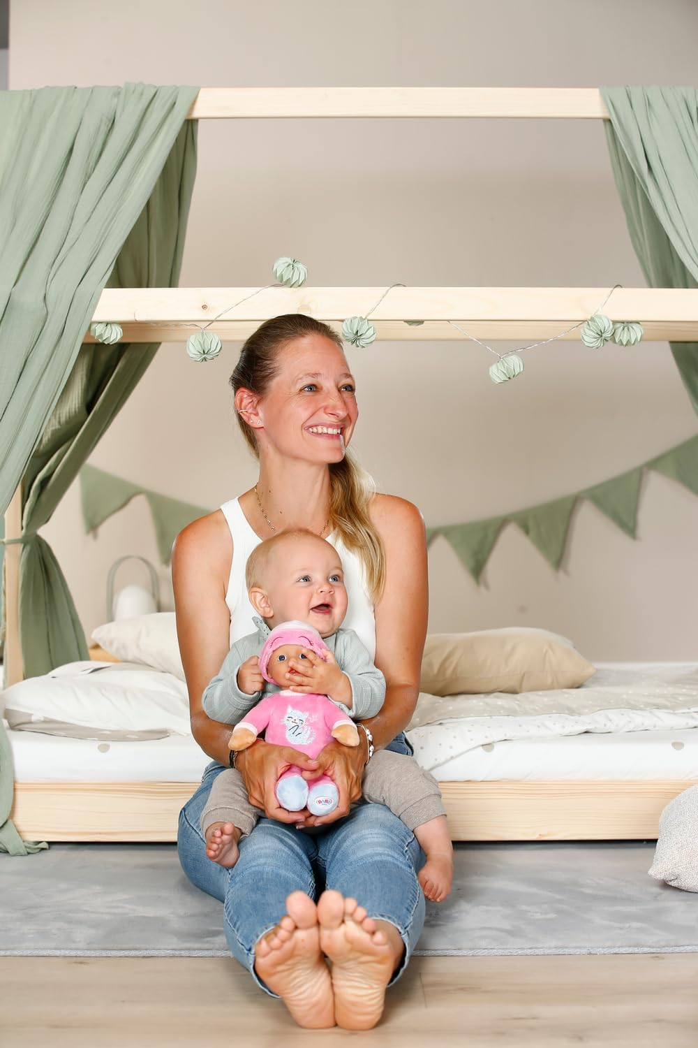 BABY Born for Babies Sleepy Pink, Soft 30Cm Pink Fabric Doll with Cat-Design Romper and Integrated Rattle for Newborn Babies, 837726 Zapf Creation image number 1