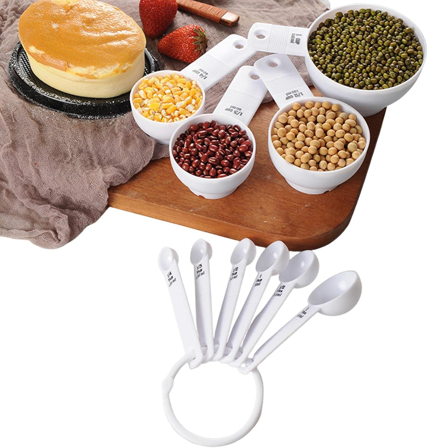 Measuring Cup Set - Simply Modern Professional 10-Pc PP Measuring Cups and Spoons Set with Handles | PP Kitchen Cooking Baking Stackable Measurement BPA Dishwasher Safe image number 5