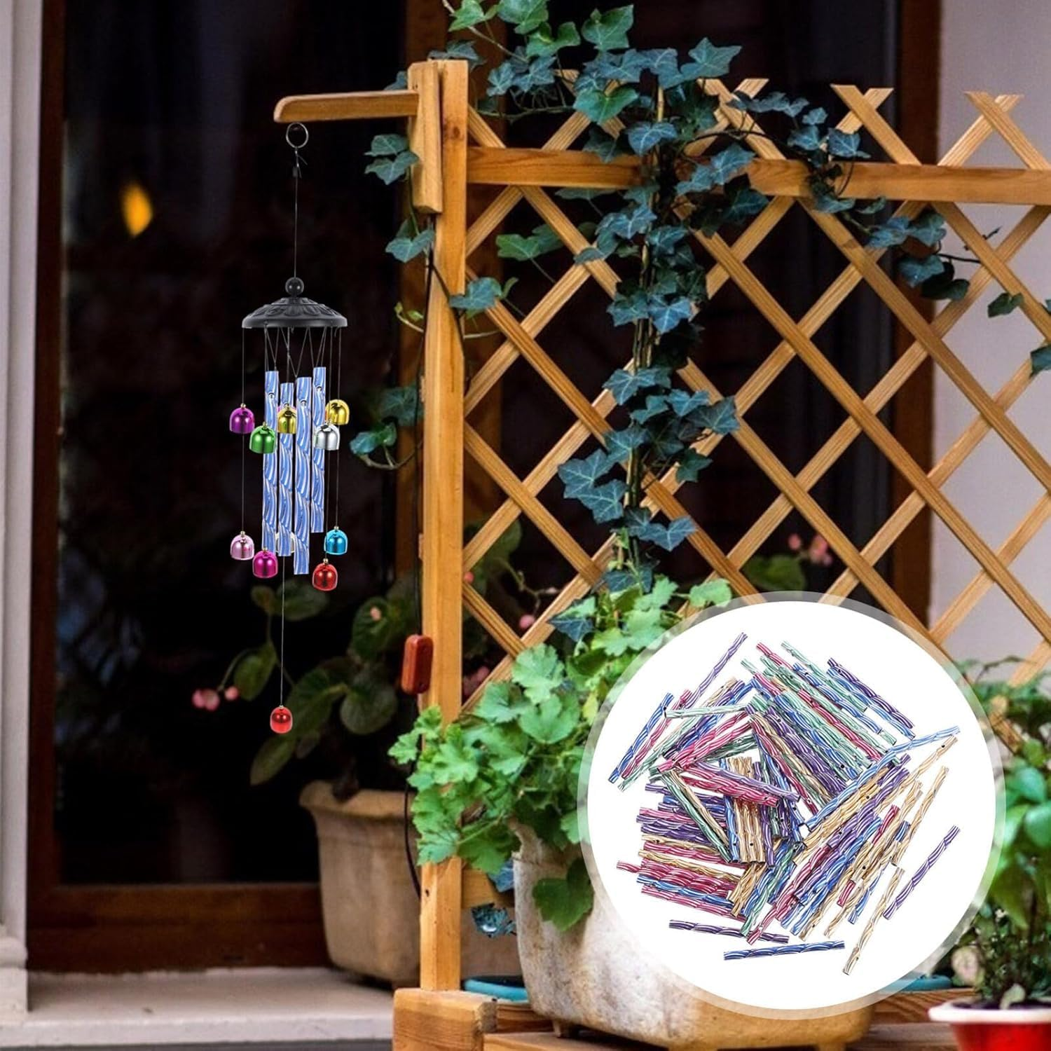 Fokmuaex 100PCS DIY Wind Chime Kit - Aluminum Metal Wind Chime Tubes for Outdoor Hanging Decor, Create Relaxing Wind Chimes with Natural Soothing Sounds image number 6