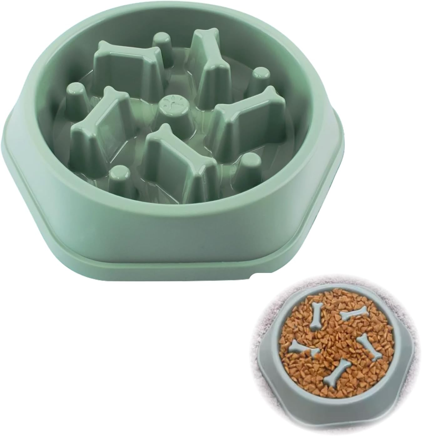 Large Slow Feeder Dog Bowl, Anti-Gulping Puzzle Bowl with Non-Slip Base, Designed to Reduce Bloating and Overeating for Medium and Large Dogs, Durable PP Material, Light Green image number 5