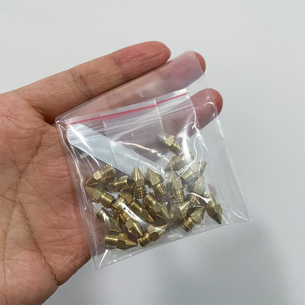 Lokkr 3D Printer Brass Extruder Nozzles Set, 20PCS Brass MK8 Nozzles (0.2Mmx2 0.3Mmx2 0.4Mmx8 0.5Mmx2 0.6Mmx2 0.8Mmx2 1Mmx2) with Wrench for Makerbot, E3D, Creality Cr-10/Ender 3/3 V2/3 S1/5, Prusa I3